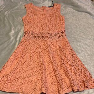 Youarenotalone ~ Coral Lace Overlay Dress ~ Size Small